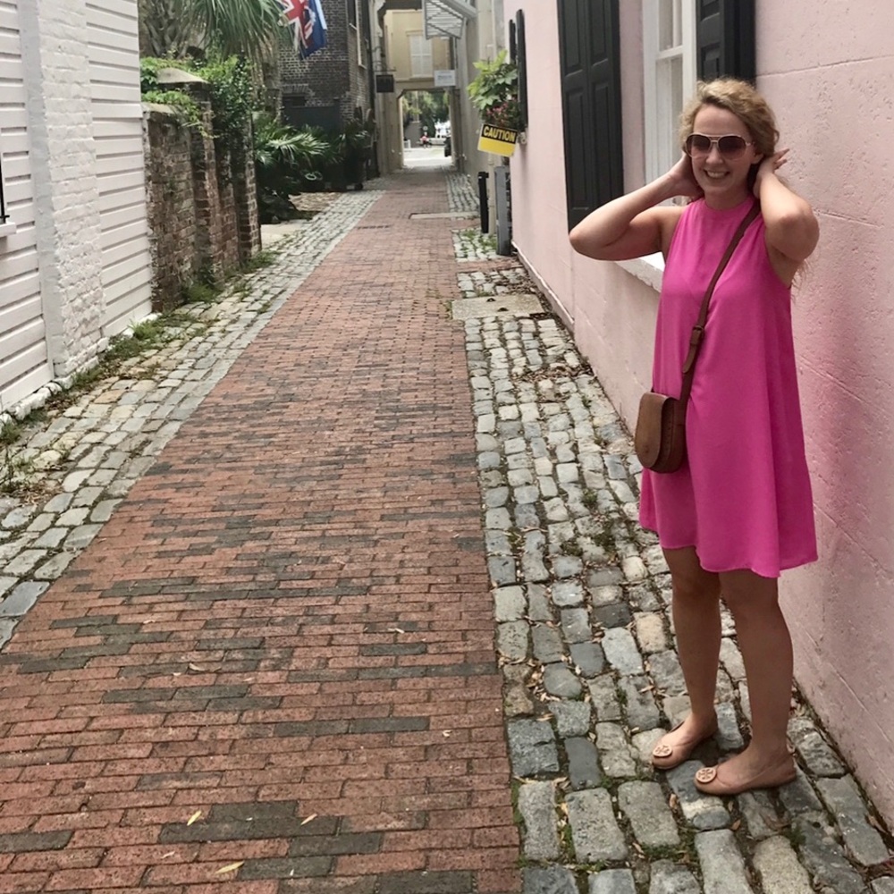 Pink sleeveless boutique dress